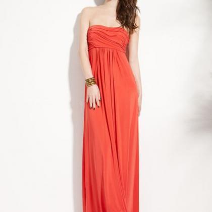 Strapless Tube Dress In Water Melon Red
