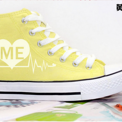 Yellow High Cut Lace Up Sneakers