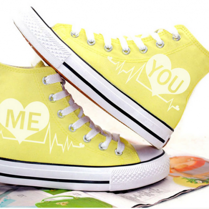 Yellow High Cut Lace Up Sneakers