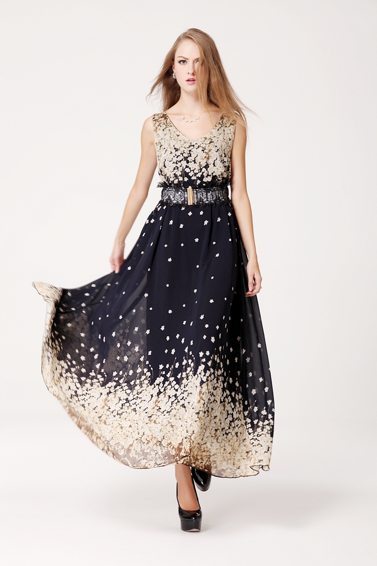 High Neck Maxi Dress With Belt main image 0