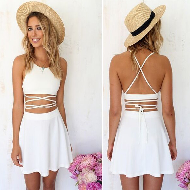 two piece white outfits for women