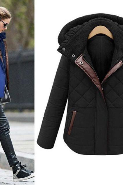 European Winter Womens Hooded Cotton Blend Jacket Puffer Coat Parka Outwear