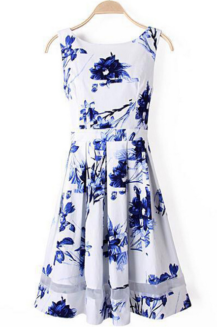 Blue And White Floral Dress