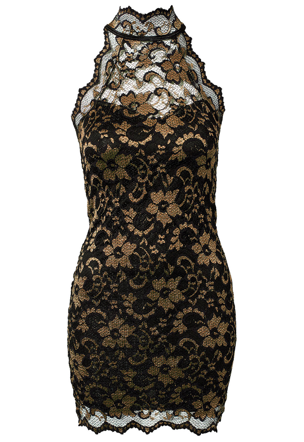 black dress with gold lace