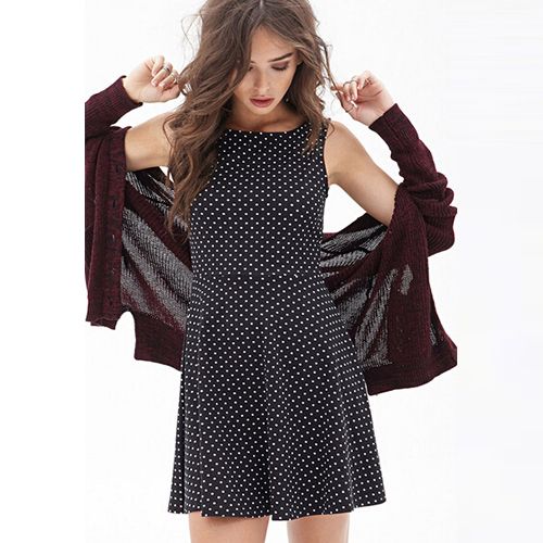 Sexy Bowknot Backless Sleeveless Dots Pattern Dress On Luulla