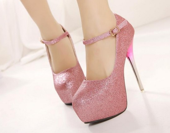 Beautiful Metallic Platform Pumps In Pink on Luulla